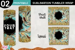 Marble and glitter 20 oz Skinny Tumbler wrap sublimation Product Image 2