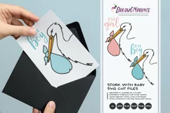 Stork SVG Cut File - It's a Boy, It's a Girl SVG, New Baby Product Image 2