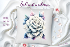 Yarn crochet white roses clipart| Amazing knitted flower png Product Image 1