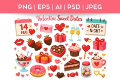 Valentine's Day Bundle Doodle|Vector &amp; PNG Food Illustration Product Image 1