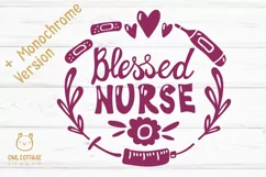 Blessed Nurse SVG, Nurse Floral Monogram SVG, Nurse Tattoo Product Image 3