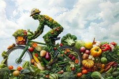 Vibrant vegetable biker against cloudy sky Product Image 1