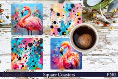 Square Coasters | Pink Flamingo | Colorful Designs Product Image 1