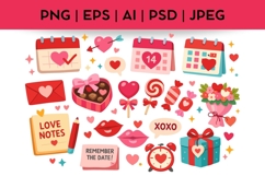 Cute Valentine's Day Doodle| Vector &amp; PNG Illustration Product Image 1