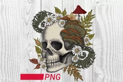 skull in png flowers skull with mushrooms png boho skull png Product Image 1