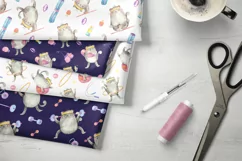 Watercolor fitness and yoga patterns with cute cats Product Image 5