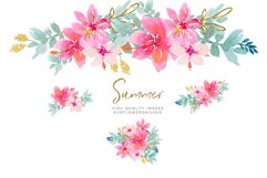 Tropical Watercolor Flower Clipart, Pink Watercolor Flowers Product Image 3