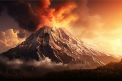 Majestic volcanic eruption at sunset Product Image 1