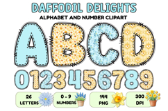 Daffodil Floral Patchwork Alphabet PNG Clipart 300 DPI Product Image 1