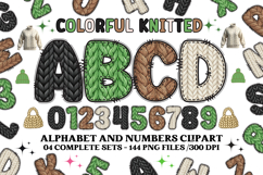 Knitted Alphabet png clipart, knitted texture doodle letters Product Image 1