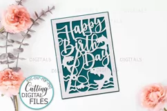 Happy Birthday card papercut svg laser cut cricut template Product Image 1