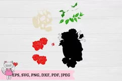 Skull with Roses Svg, Layered Svg, Sugar Skull Svg Product Image 2