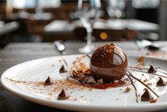 Chocolate dessert elegance on white plate Product Image 1