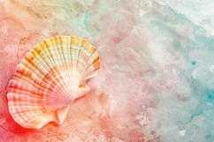 Scallop Shell with Colorful Texture Background Wallpaper Product Image 1