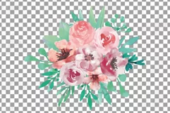 Coral and burgundy floral watercolor wedding bouquets decor Product Image 6