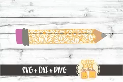 Pencil - Floral Zentangle - Teacher SVG PNG DXF Cut Files Product Image 2