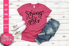 Strong Girls - Hand lettered SVG, DXF, PNG cut files Product Image 3