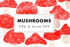 Watercolor Mushrooms Illustration Clip Art PNG & EPS Vector Product Image 3
