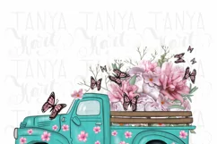 Sublimation Design | Turquoise Truck | Floral Art Product Image 3
