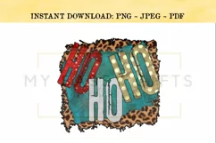 Ho Ho Ho Merry Christmas With Leopard Print PNG Product Image 1