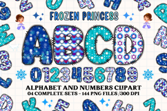 Frozen Princess Alphabet png clipart, Frozen letters doodle Product Image 1