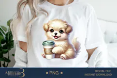 Coffee Lovers Animals PNG | Cute Animal PNG with Coffee Product Image 1