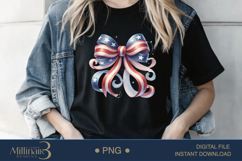 Coquette Bow USA Flag PNG | Girly 4th of July PNG for Tees Product Image 2