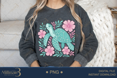 Boho Floral Sea Turtle Watercolor PNG | Ocean Animal Clipart Product Image 4