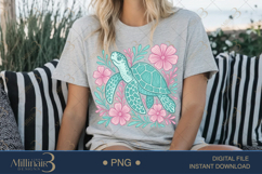 Boho Floral Sea Turtle Watercolor PNG | Ocean Animal Clipart Product Image 5