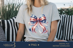Coquette Bow USA Flag PNG | Girly 4th of July PNG for Tees Product Image 4
