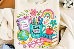 Teach Love Inspire PNG, School Shirt PNG Product Image 1