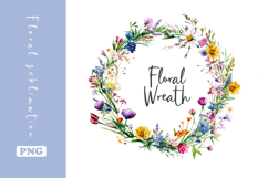 Watercolor Lovely Wildflower Wreath Clipart Product Image 1