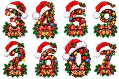 Christmas Alphabet PNG Number Art, Santa Holiday png Product Image 2
