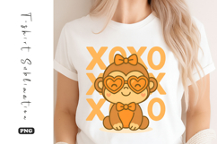 Cute Monkey XOXO T-Shirt Sublimation PNG Product Image 1