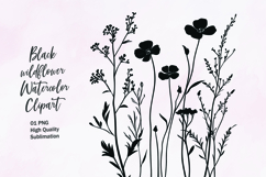 Black wildflower outline clipart sublimation Product Image 1