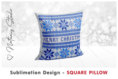 2 Cozy Christmas Knitted Designs - Sublimation Square Pillow Product Image 2
