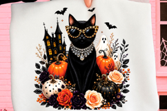 Preppy Halloween Black Cat PNG Product Image 1