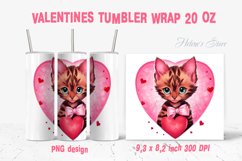 Bengal cat in heart tumbler wrap 20oz sublimation design Product Image 1