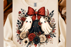 Cute Gothic Floral Ghost Halloween PNG Product Image 1