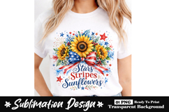Stars Stripes Sunflowers Clipart Sublimation PNG Product Image 1