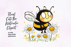 Floral cute honey bee watercolor clipart Product Image 1