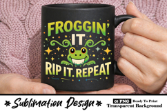 Froggin It Rip It Repeat Funny Crochet Mug Design Product Image 1