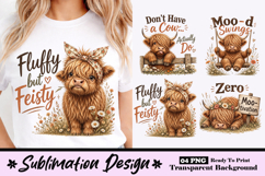 Fluffy But Feisty Highland Cow Cute Farm Animal Sublimation Product Image 1