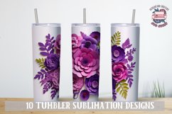 3d Flower Sublimation bundle Tumbler Wrap 20 oz Violet Product Image 10