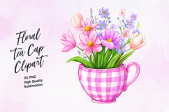 Floral tea cup clipart sublimation Product Image 1