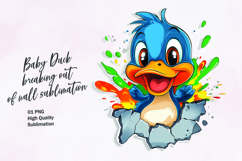Cute duck breaking out of wall clipart sublimation Product Image 1