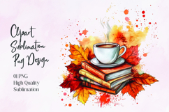Pumpkin Books Coffee Autumn Sublimation PNG Product Image 1