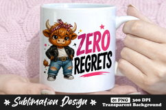 Zero Regrets Highland Cow Sublimation PNG Cute Cowgirl Mug Product Image 1