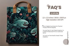 Scary Underwater Fishes Digital Papers, Scary Pattern Product Image 2