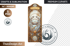 Cancer Art Nouveau Zodiac Clipart Astrology Bookmark PNG Product Image 1